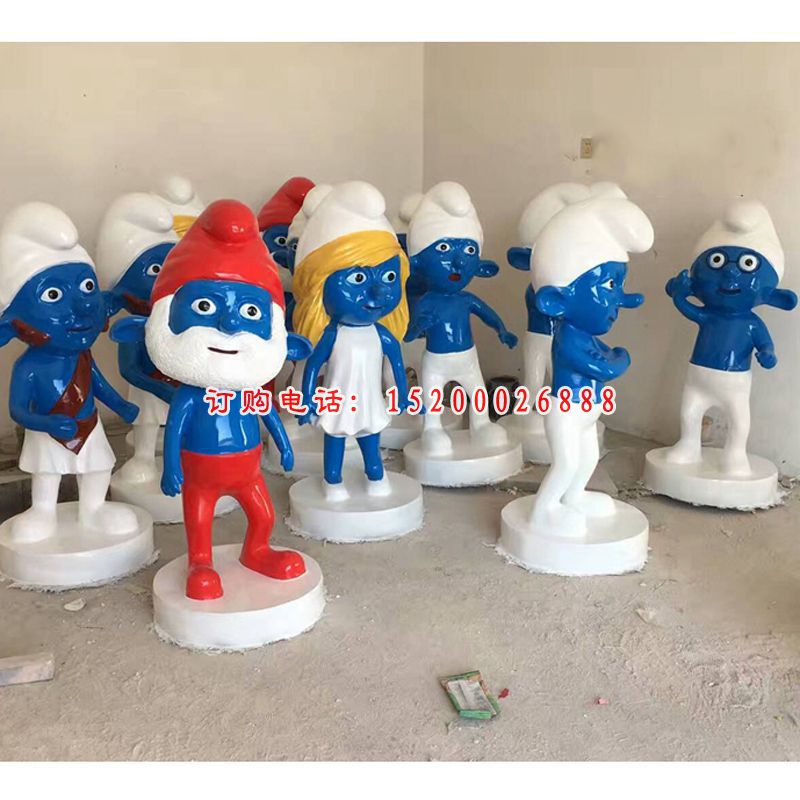 玻璃钢蓝精灵雕塑公园卡通人物雕塑摆件