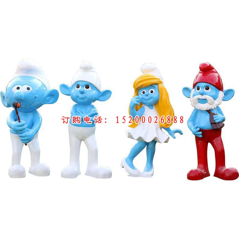 玻璃钢蓝精灵卡通雕塑   公园卡通摆件 (3)