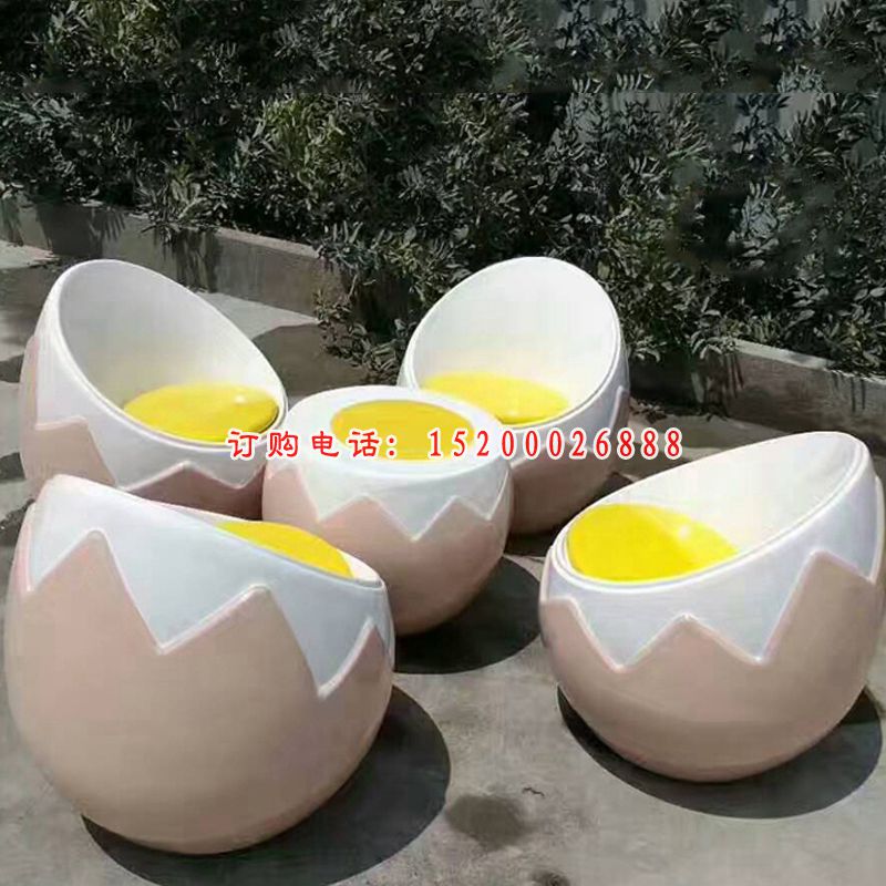 公园仿真鸡蛋桌椅雕塑玻璃钢桌凳雕塑摆件