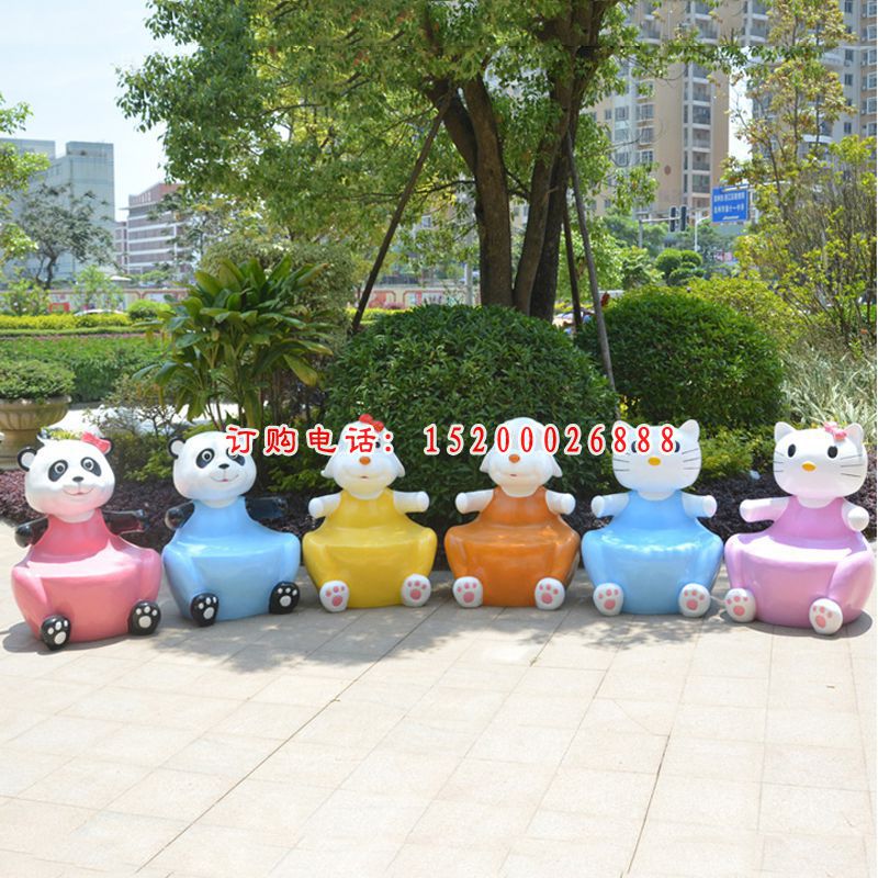 卡通座椅公园景观雕塑摆件，玻璃钢仿真动物雕塑