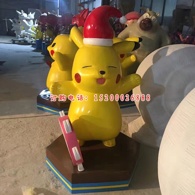 皮卡丘雕塑，玻璃钢卡通摆件