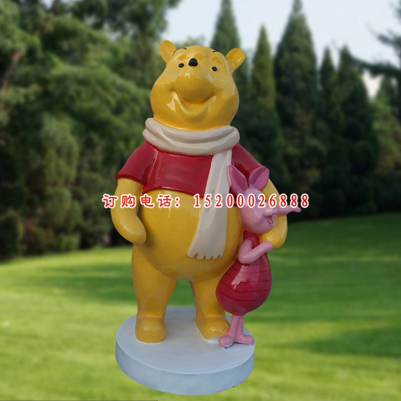 玻璃钢卡通维尼熊和小猪雕塑，商场景观摆件 (4)