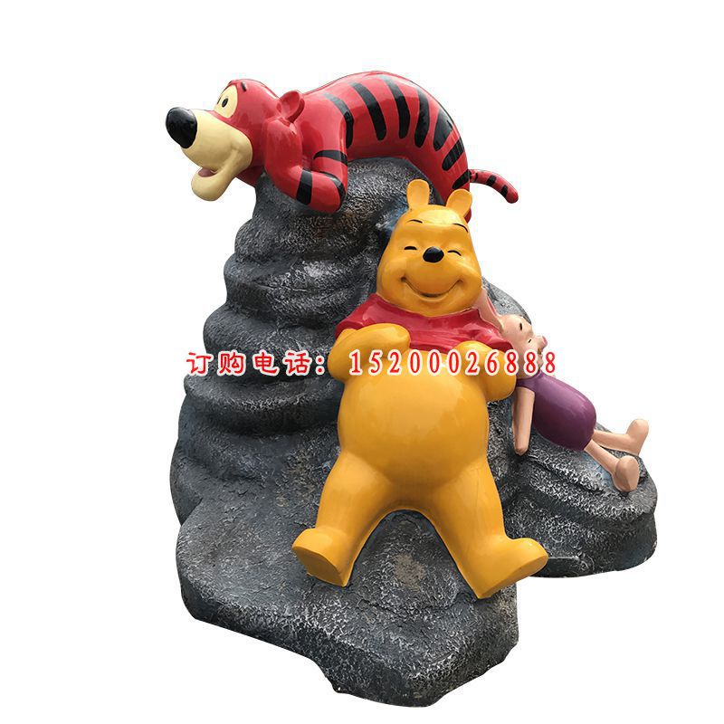玻璃钢卡通跳跳虎维尼熊和小猪雕塑，游乐园卡通景观摆件 (4)