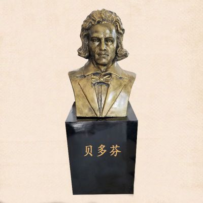 贝多芬胸像雕塑，玻璃钢仿铜名人雕塑