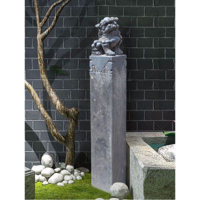 大理石茶楼石狮子，中式仿古拴马桩石雕
