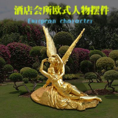  玻璃钢仿铜丘比特和普赛克雕塑