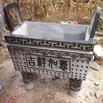 青石四方鼎  石雕寺庙景观雕塑 