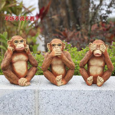 玻璃钢不说话小猴   公园动物雕塑