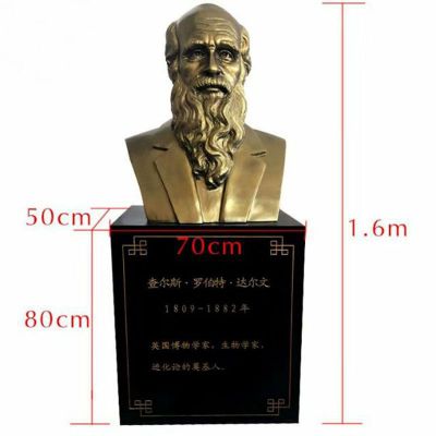达尔文胸像雕塑，玻璃钢仿铜人物胸像雕塑