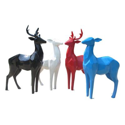 玻璃钢几何小鹿  公园动物雕塑