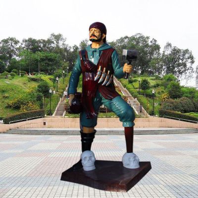玻璃钢海盗船长  公园卡通人物雕塑