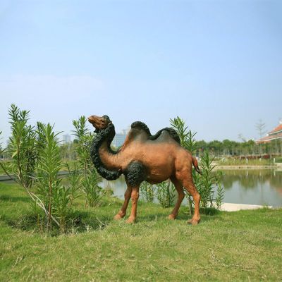 玻璃钢公园骆驼雕塑    公园动物摆件