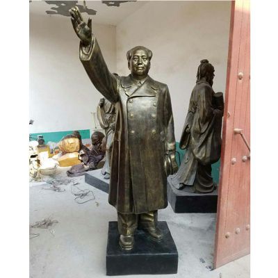 玻璃钢仿铜挥手的毛泽东雕塑校园伟人雕塑
