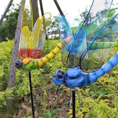 玻璃钢彩绘蜻蜓   公园动物摆件
