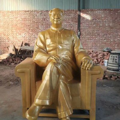 坐沙发的毛泽东雕塑 玻璃钢仿铜伟人雕塑