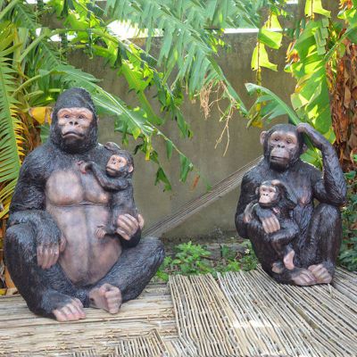 玻璃钢椰子树下大猩猩   园林动物
