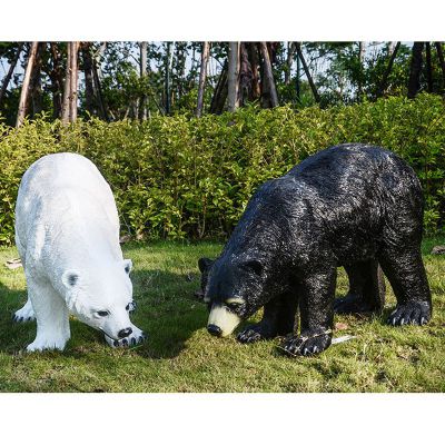 北极熊户外公园景观雕塑，玻璃钢仿真动物雕塑