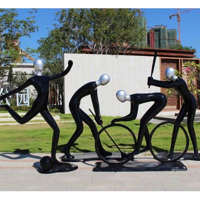 玻璃钢抽象运动人物  公园抽象人物雕塑