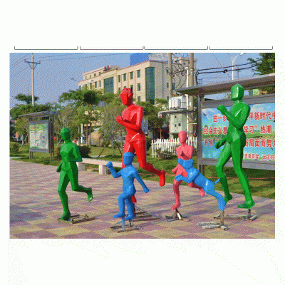 玻璃钢广场跑步人物雕塑    公园运动人物雕塑