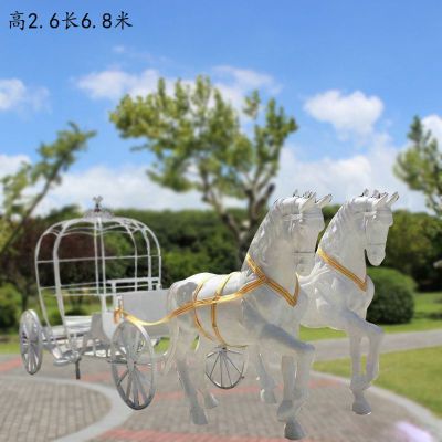 玻璃钢仿真欧式马车雕塑，公园景观摆件