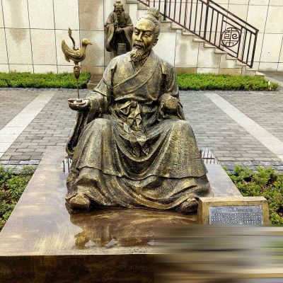张衡雕塑，玻璃钢仿铜古代名人