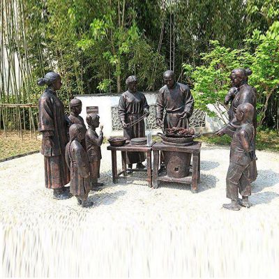 玻璃钢卖油条    公园仿铜人物摆件