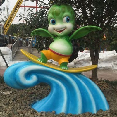 玻璃钢卡通海龟雕塑，公园景观摆件