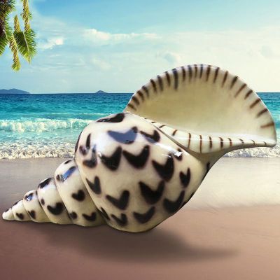 玻璃钢豹纹海螺  海滩景观摆件