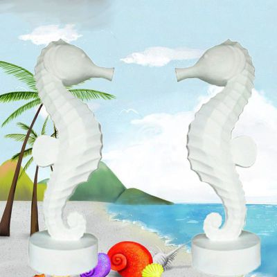 玻璃钢白色海马雕塑 公园海洋动物雕塑