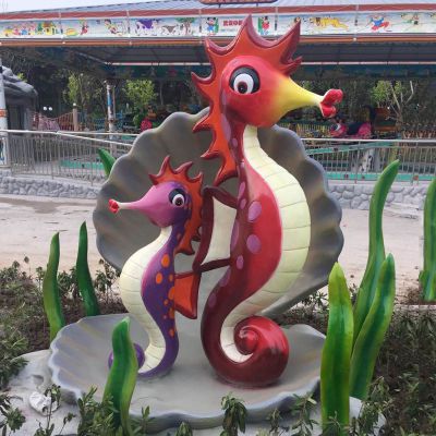玻璃钢海马雕塑，公园景观摆件