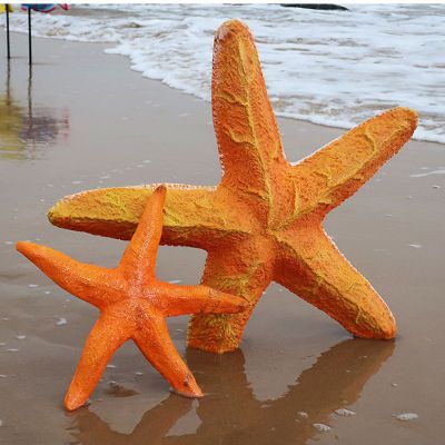 玻璃钢仿真海星雕塑，海滩景观雕塑 