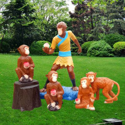 大圣归来孙悟空和小猴子雕塑玻璃钢卡通人物摆件