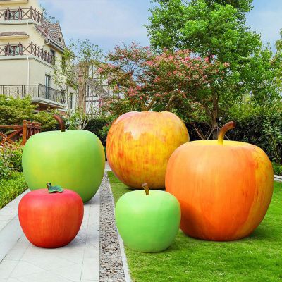 青苹果红苹果雕塑，玻璃钢水果雕塑