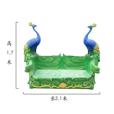 玻璃钢仿真孔雀座椅公园动物长椅雕塑