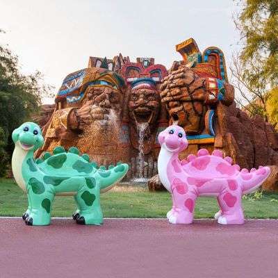 玻璃钢卡通恐龙座椅公园动物摆件雕塑