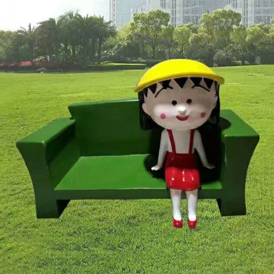 玻璃钢樱桃小丸子桌椅 游乐场卡通人物座椅