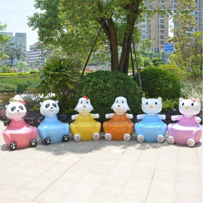 卡通座椅公园景观雕塑摆件，玻璃钢仿真动物雕塑