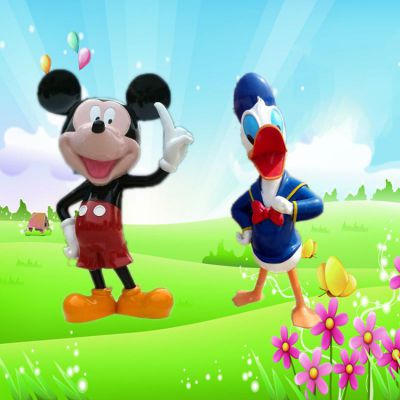迪士尼唐老鸭和米老鼠雕塑 玻璃钢卡通摆件 