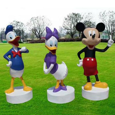 迪士尼唐老鸭和米老鼠雕塑 玻璃钢卡通摆件 