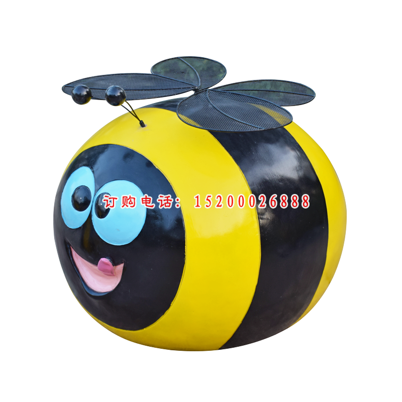 玻璃钢卡通蜜蜂雕塑，公园动物雕塑