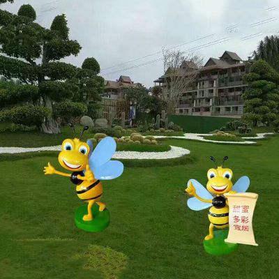小区卡通蜜蜂雕塑玻璃钢卡通昆虫摆件
