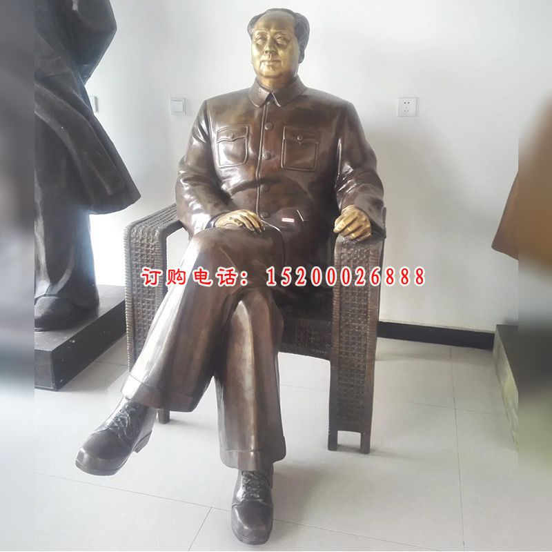 毛主席坐着铜雕，铸铜毛主席坐着雕塑
