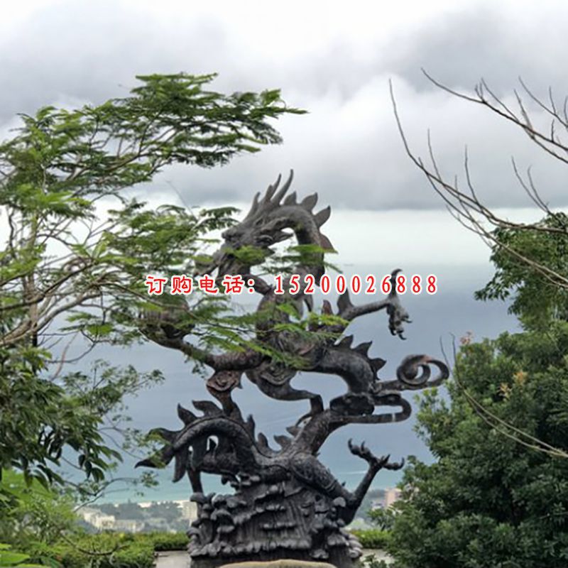 神龙铜雕，广场铜龙雕塑