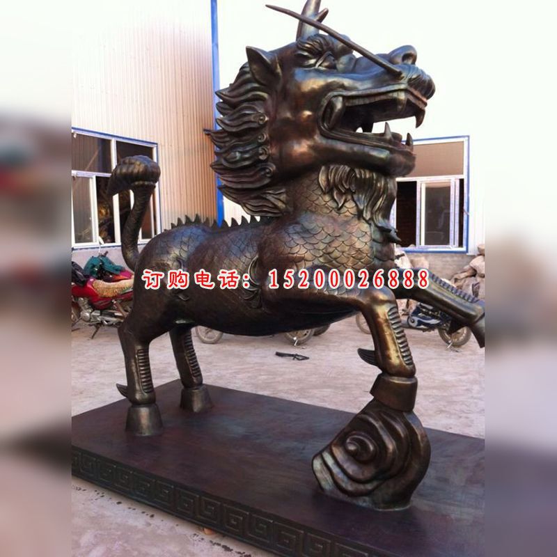 铜麒麟雕塑，铸铜麒麟雕塑