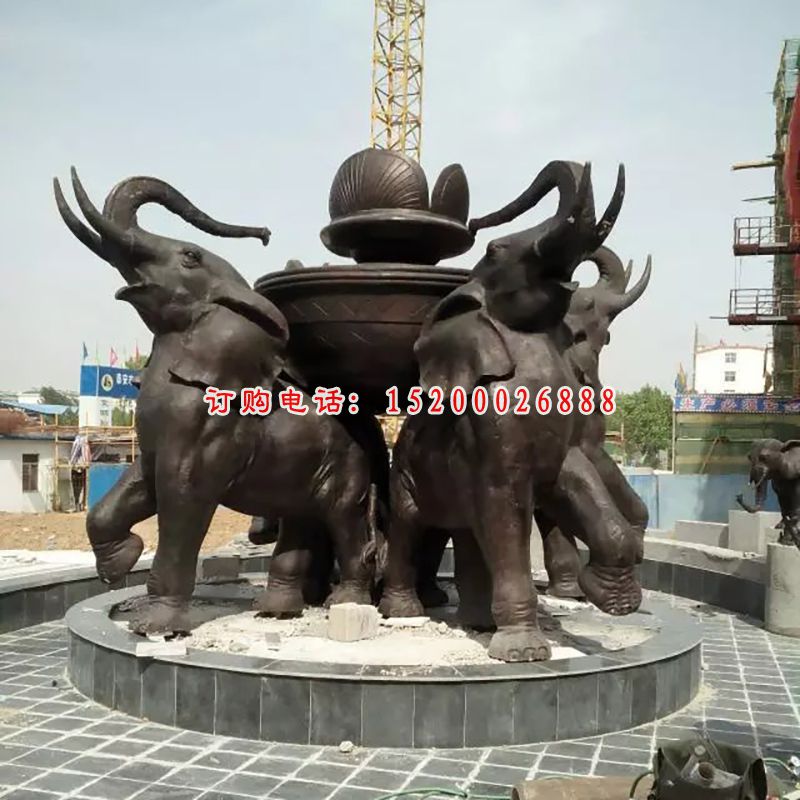 大象铜雕，广场大象动物雕塑 (2)