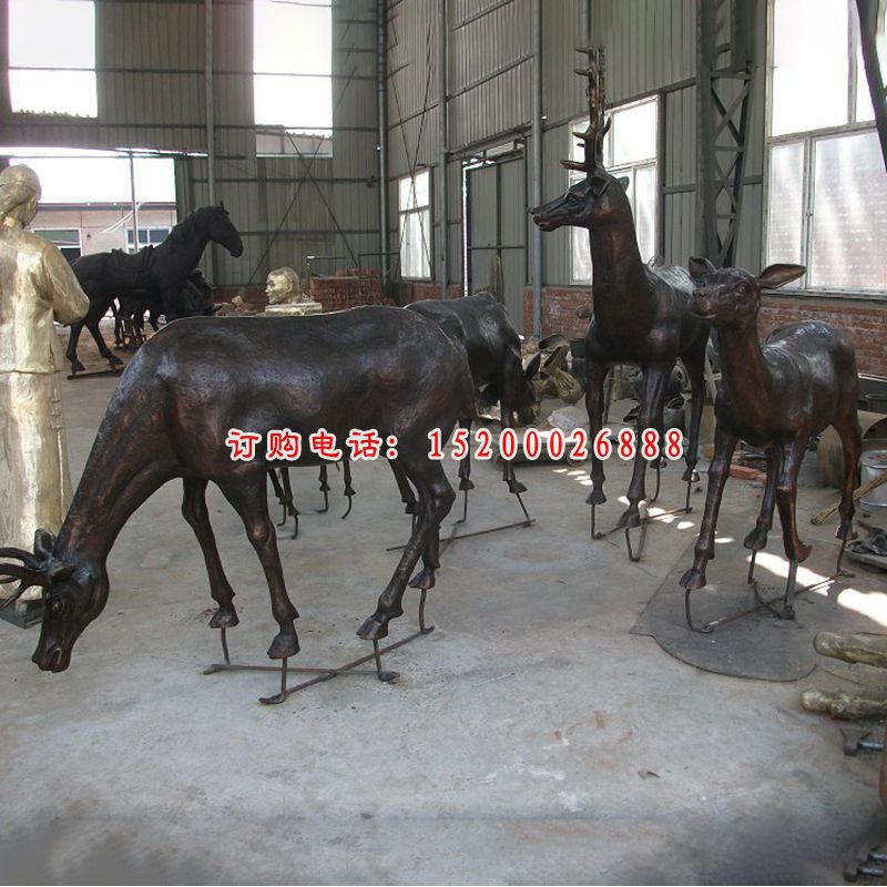 小鹿铜雕，铸铜小鹿雕塑，公园动物铜雕 (3)