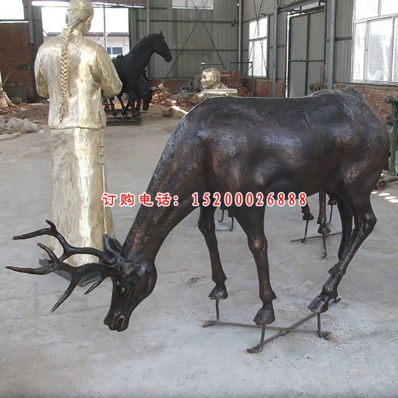 小鹿铜雕，铸铜小鹿雕塑，公园动物铜雕 (2)