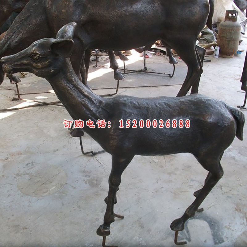 小鹿铜雕，铸铜小鹿雕塑，公园动物铜雕 (6)