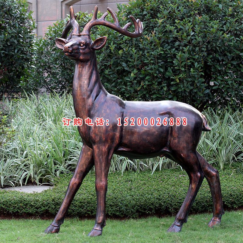 小区动物雕塑，铜雕动物鹿雕塑