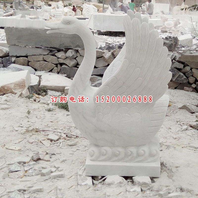 公园石雕天鹅，喷水天鹅雕塑 (3)